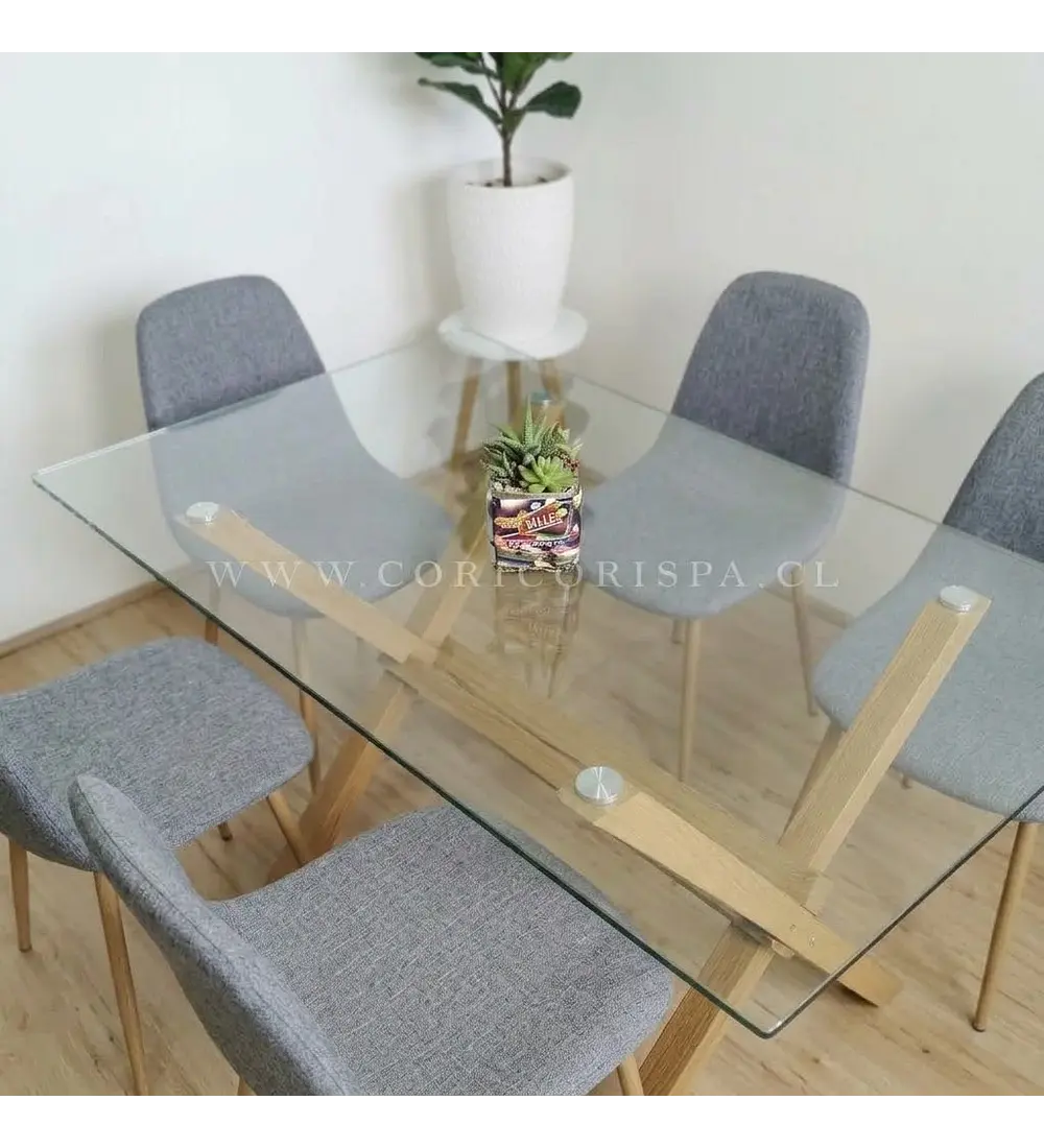 Comedor Medlock 140 x 90cm + 4 Sillas Scoop Lino
