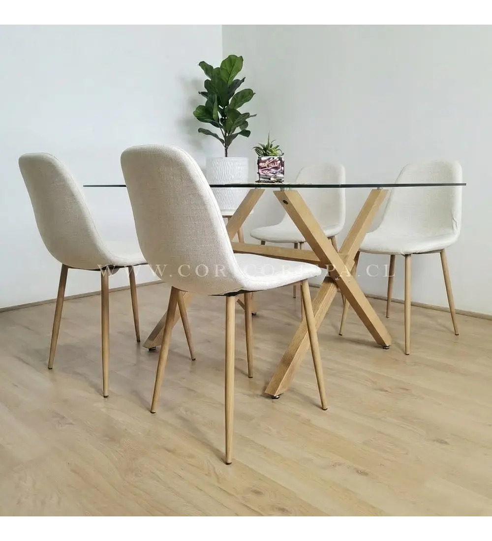 Comedor Medlock 140 x 90cm + 4 Sillas Scoop Lino