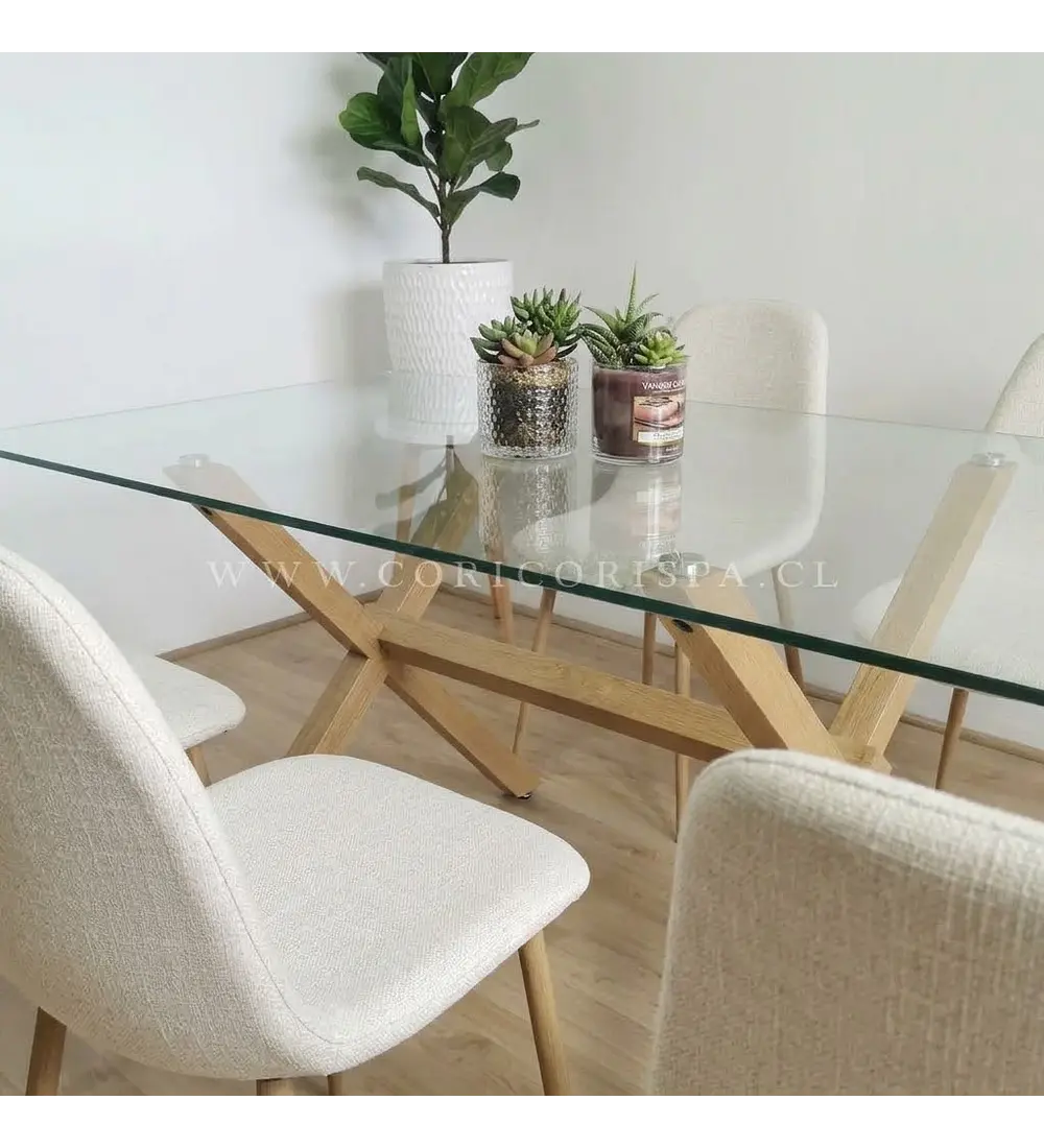 Comedor Medlock 140 x 90cm + 4 Sillas Scoop Lino