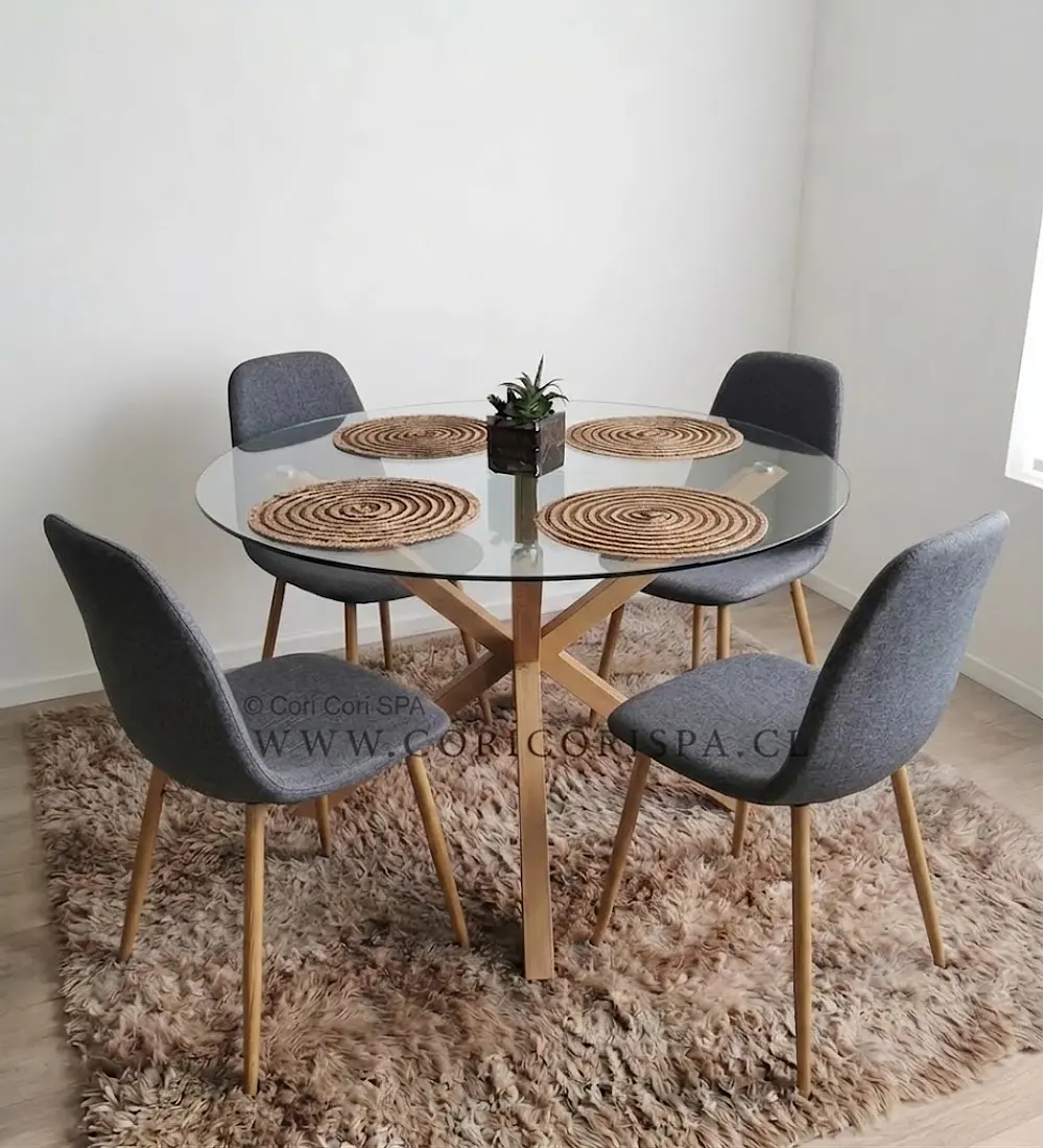 Comedor Warwick 120cms + 4 Sillas Scoop Lino