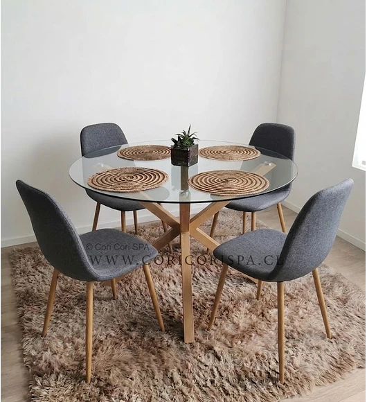 Comedor Warwick 120cms + 4 Sillas Scoop Lino