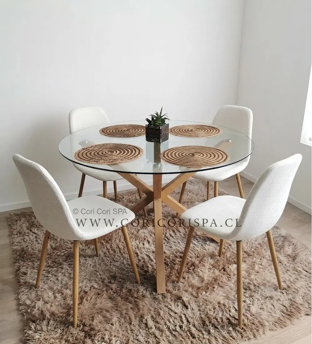 Comedor Warwick 120cms + 4 Sillas Scoop Lino