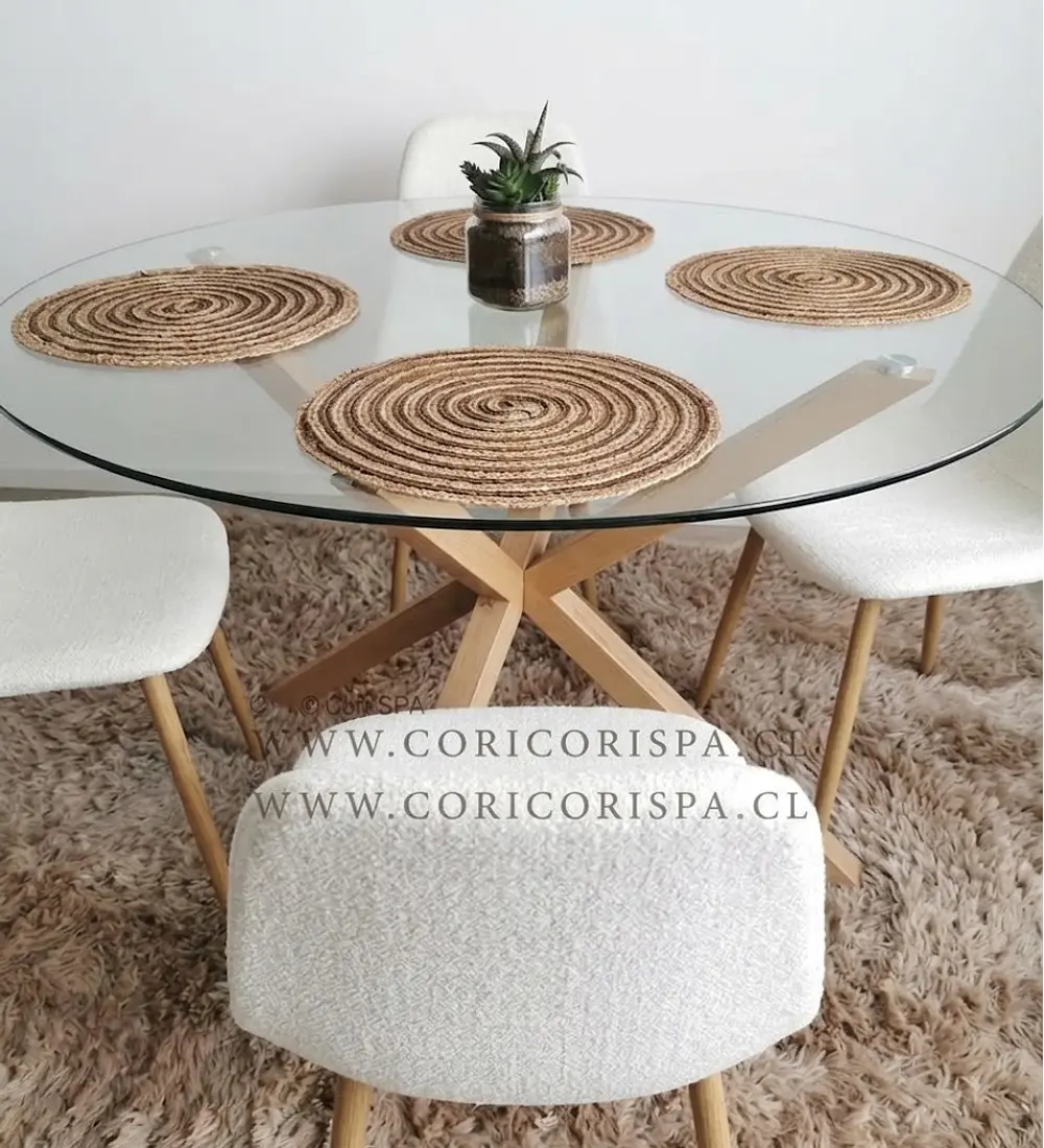 Comedor Warwick 120cms + 4 Sillas Scoop Lino