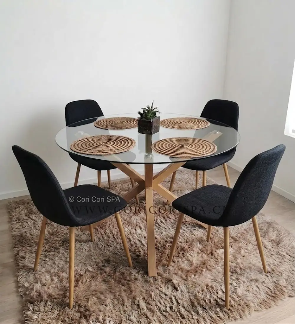 Comedor Warwick 120cms + 4 Sillas Scoop Lino