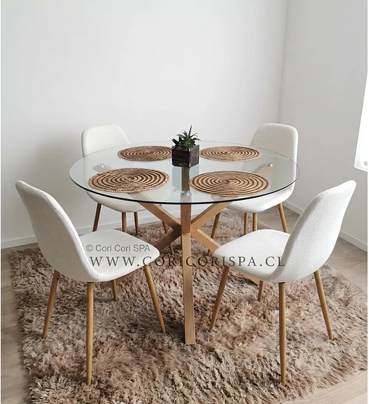 Comedor Warwick 100cm + 4 Sillas Scoop Lino