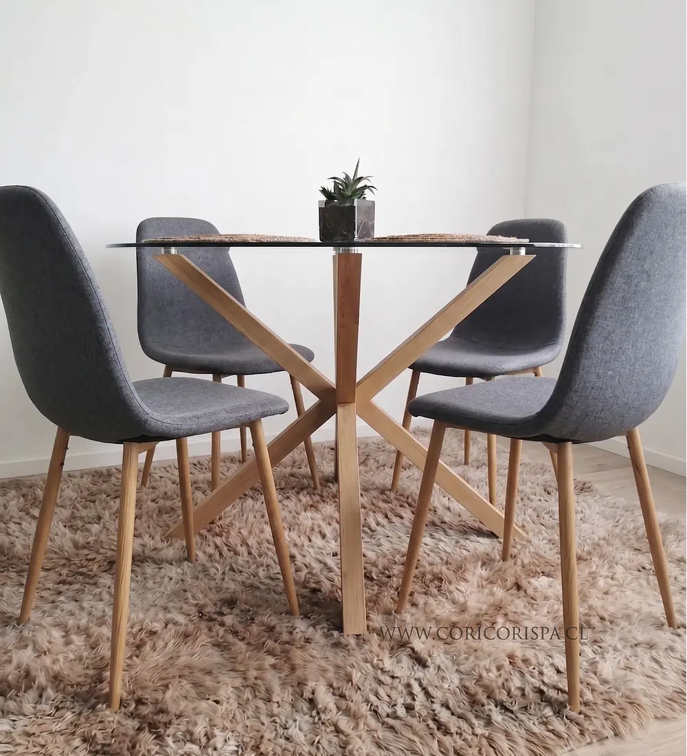 Comedor Warwick 100cm + 4 Sillas Scoop Lino