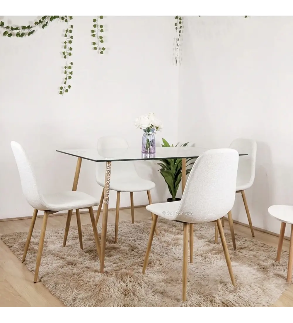Comedor Rubi 120x80cms + 4 Sillas Scoop Lino