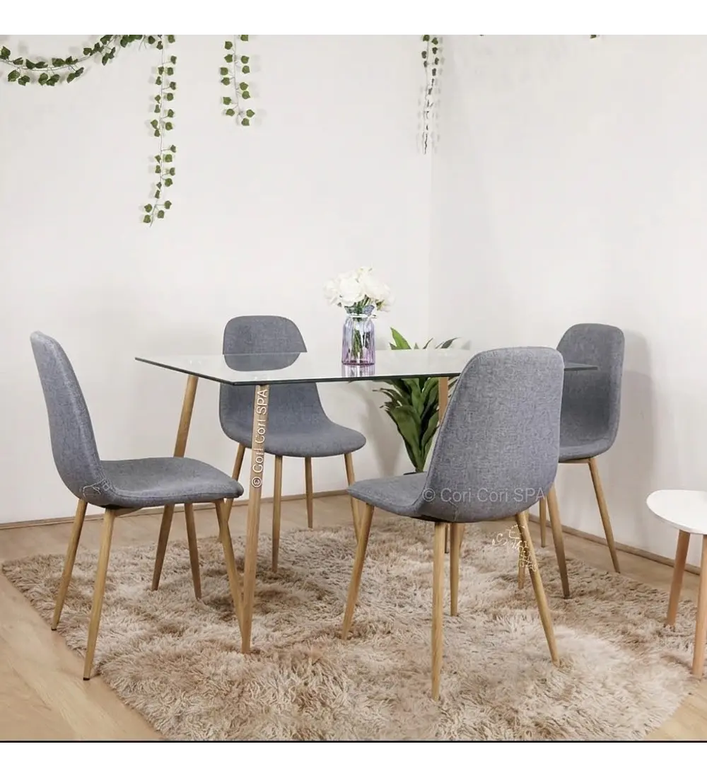 Comedor Rubi 120x80cms + 4 Sillas Scoop Lino