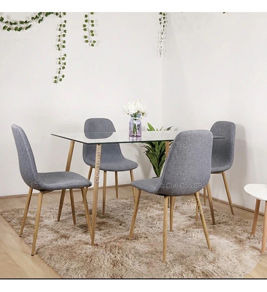 Comedor Rubi 120x80cms + 4 Sillas Scoop Lino