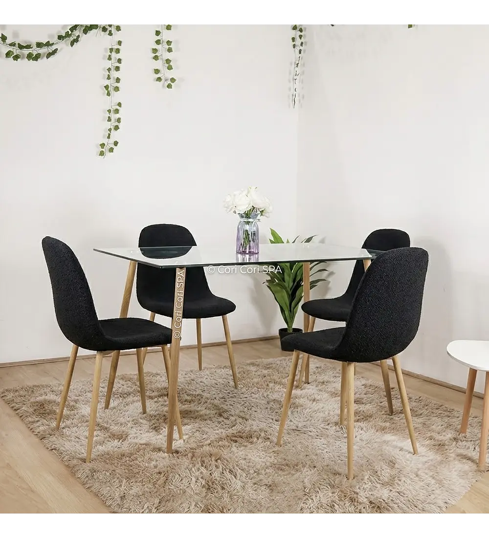 Comedor Rubi 120x80cms + 4 Sillas Scoop Lino