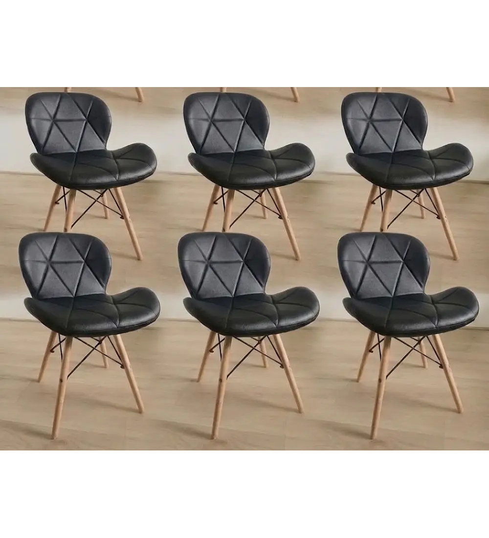 Pack 6 Silla Eames Mariposa Ecocuero