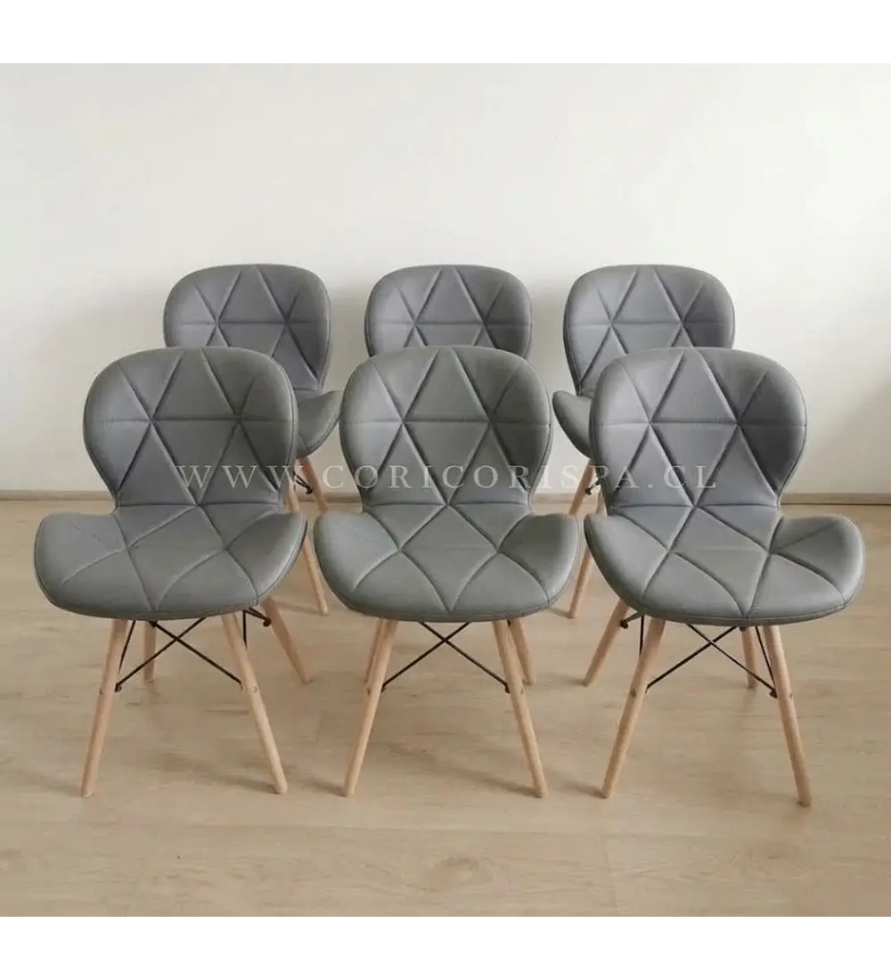 Pack 6 Silla Eames Mariposa Ecocuero
