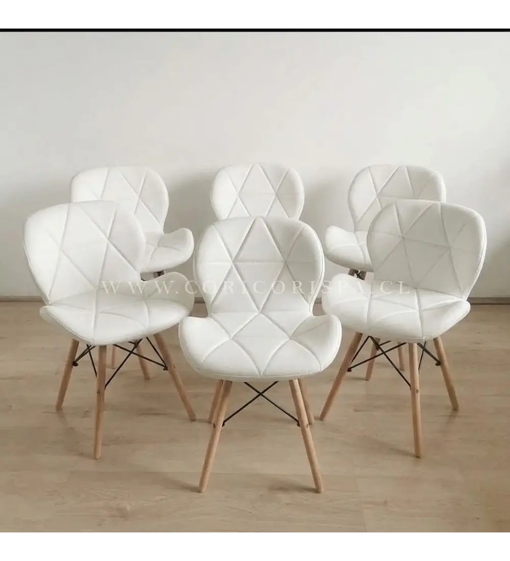 Pack 6 Silla Eames Mariposa Ecocuero