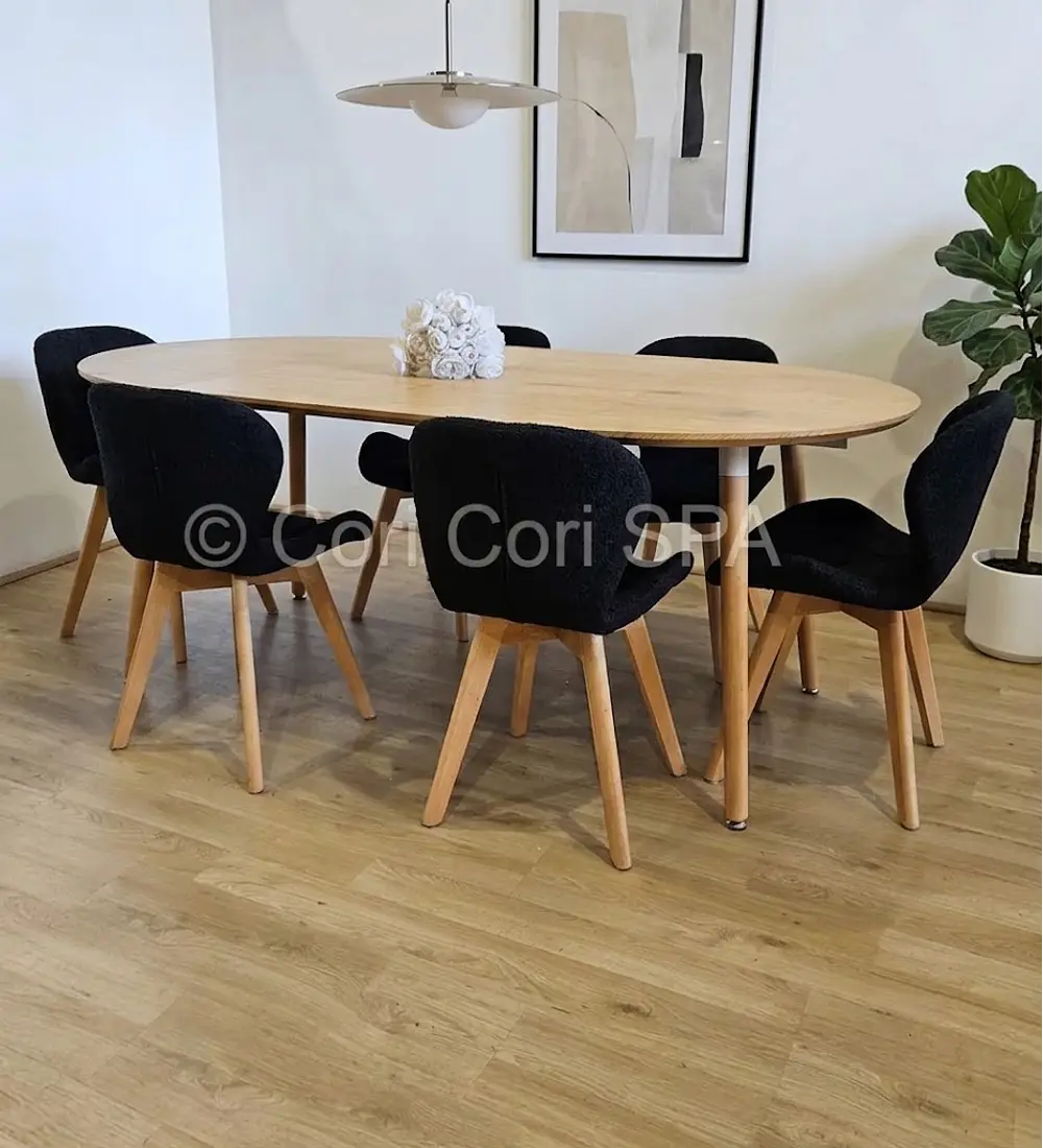 Comedor Mesa Expandible (100 - 180cms) + 6 Sillas Mariposa Velvet