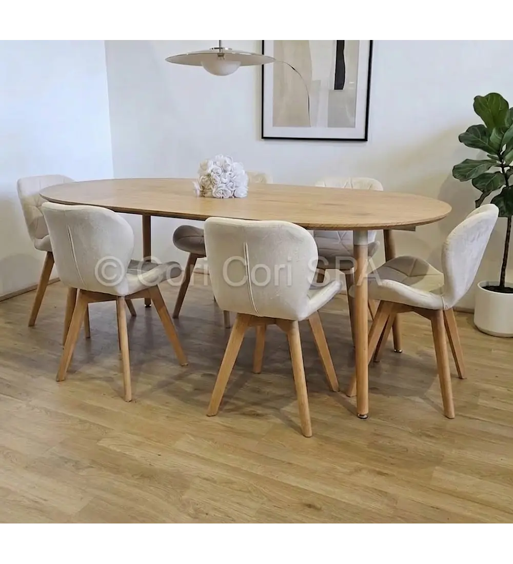 Comedor Mesa Expandible (100 - 180cms) + 6 Sillas Mariposa Velvet