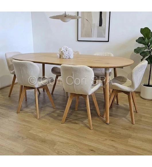 Comedor Mesa Expandible (100 - 180cms) + 6 Sillas Mariposa Velvet
