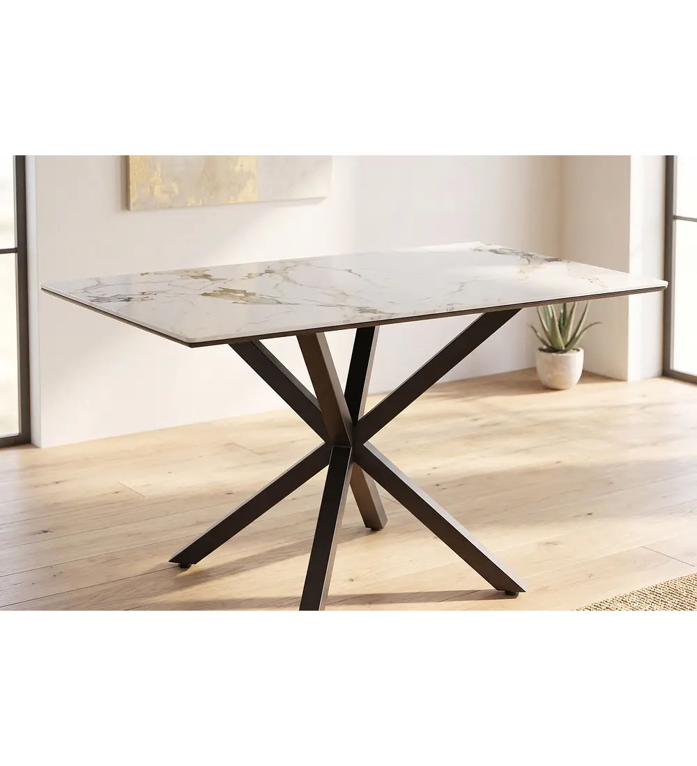 Comedor Madrid Stone Black + 4 Sillas Capitonne Top Vintage Black
