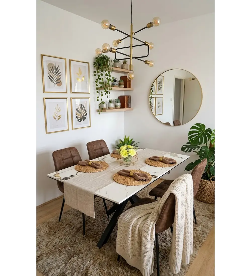 Comedor Madrid Stone Black + 4 Sillas Capitonne Top Vintage Black