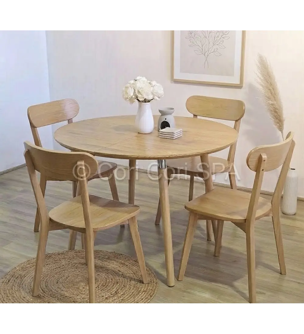 Comedor Mesa Expandible (100 - 180cms) + 4 Sillas Fresno
