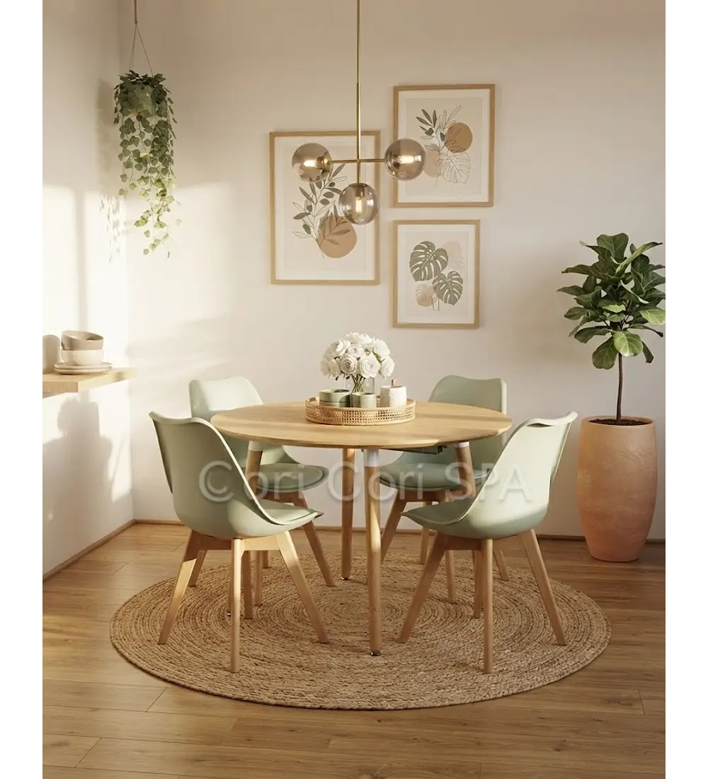 Comedor Mesa Expandible (100 - 180cms) + 4 Sillas Tulip