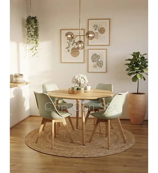 Comedor Mesa Expandible (100 - 180cms) + 4 Sillas Tulip