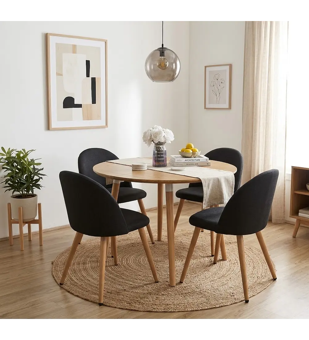 Comedor Mesa Expandible (100 - 180cms) + Sillas Bread Lino