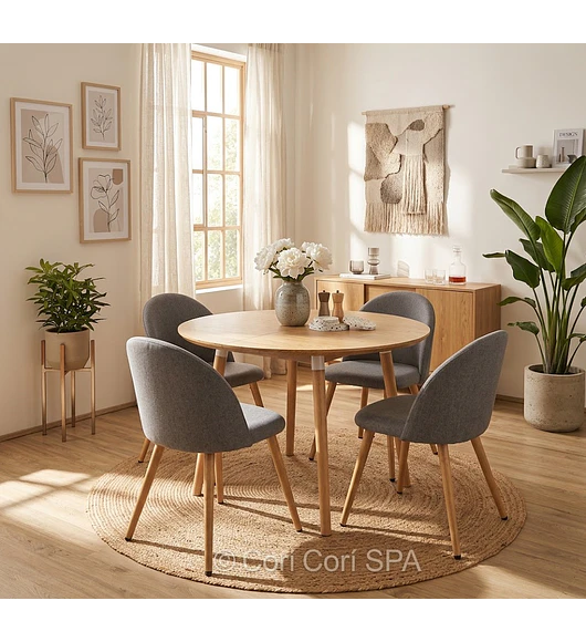Comedor Mesa Expandible (100 - 180cms) + Sillas Bread Lino