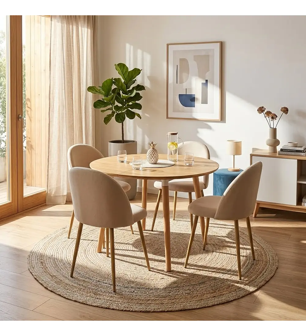 Comedor Mesa Expandible (100 - 180cms) + Sillas Bread Lino