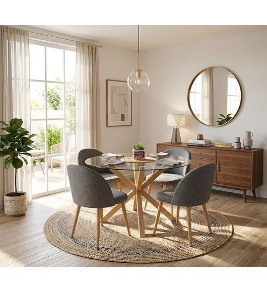 Comedor Warwick 120cms + 4 Sillas Bread Lino