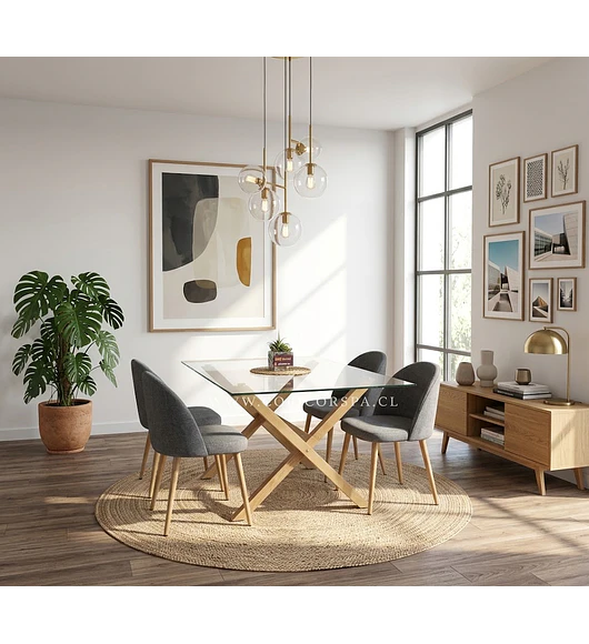 Comedor Medlock 140x90cm + 4 Sillas Bread Lino Wood