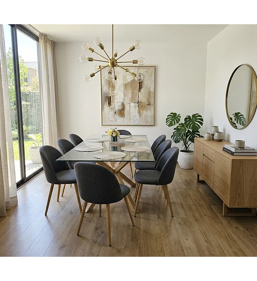 Comedor Madrid 140x90cms + 6 Sillas Bread Lino Wood