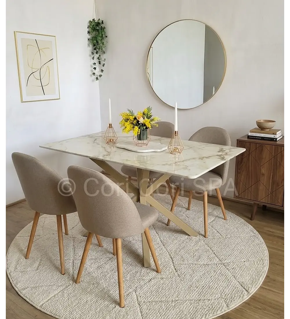 Comedor Madrid Stone Wood 140x80cms + 4 Sillas Bread Lino