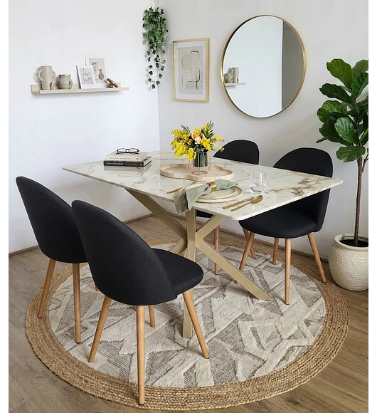 Comedor Madrid Stone Wood 140x80cms + 4 Sillas Bread Lino