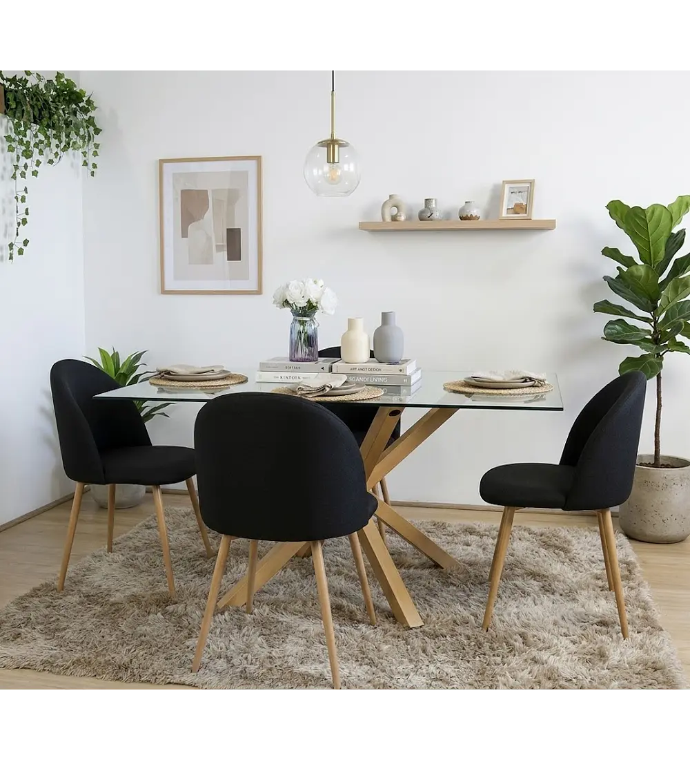 Comedor Madrid 140x80cms + 4 Sillas Bread Lino Wood