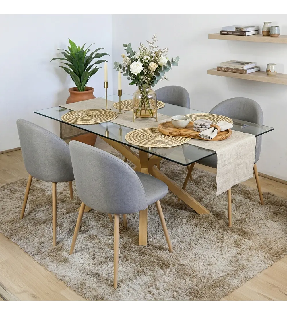 Comedor Madrid 140x80cms + 4 Sillas Bread Lino Wood