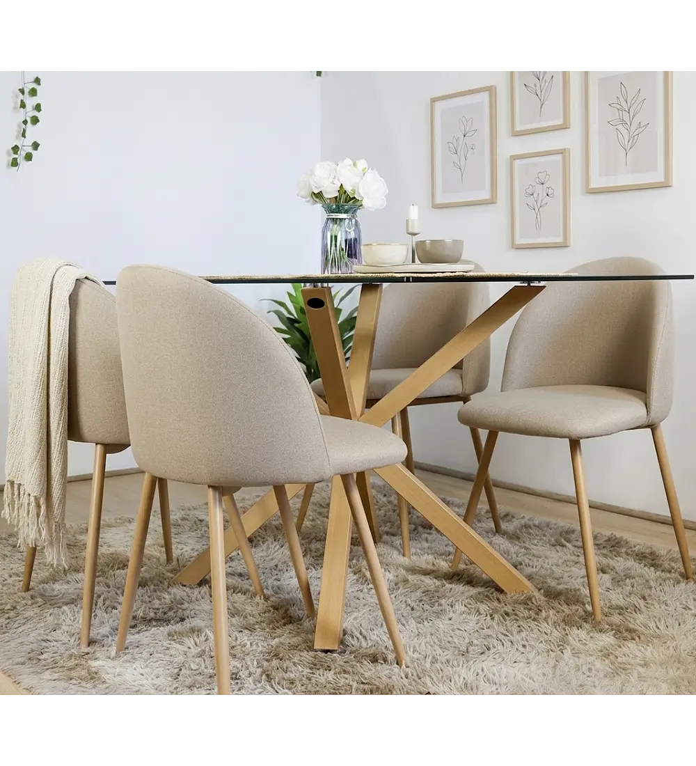 Comedor Madrid 140x80cms + 4 Sillas Bread Lino Wood