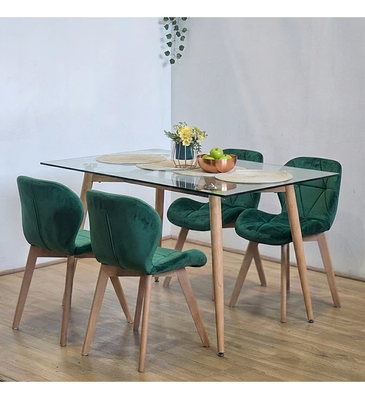 Comedor Equis 130x80cm + 4 Sillas Mariposa Velvet