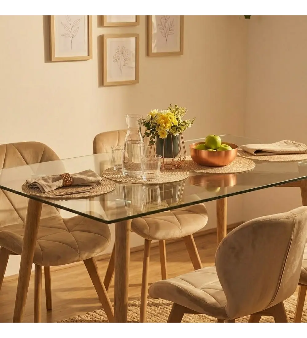 Comedor Equis 130x80cm + 4 Sillas Mariposa Velvet