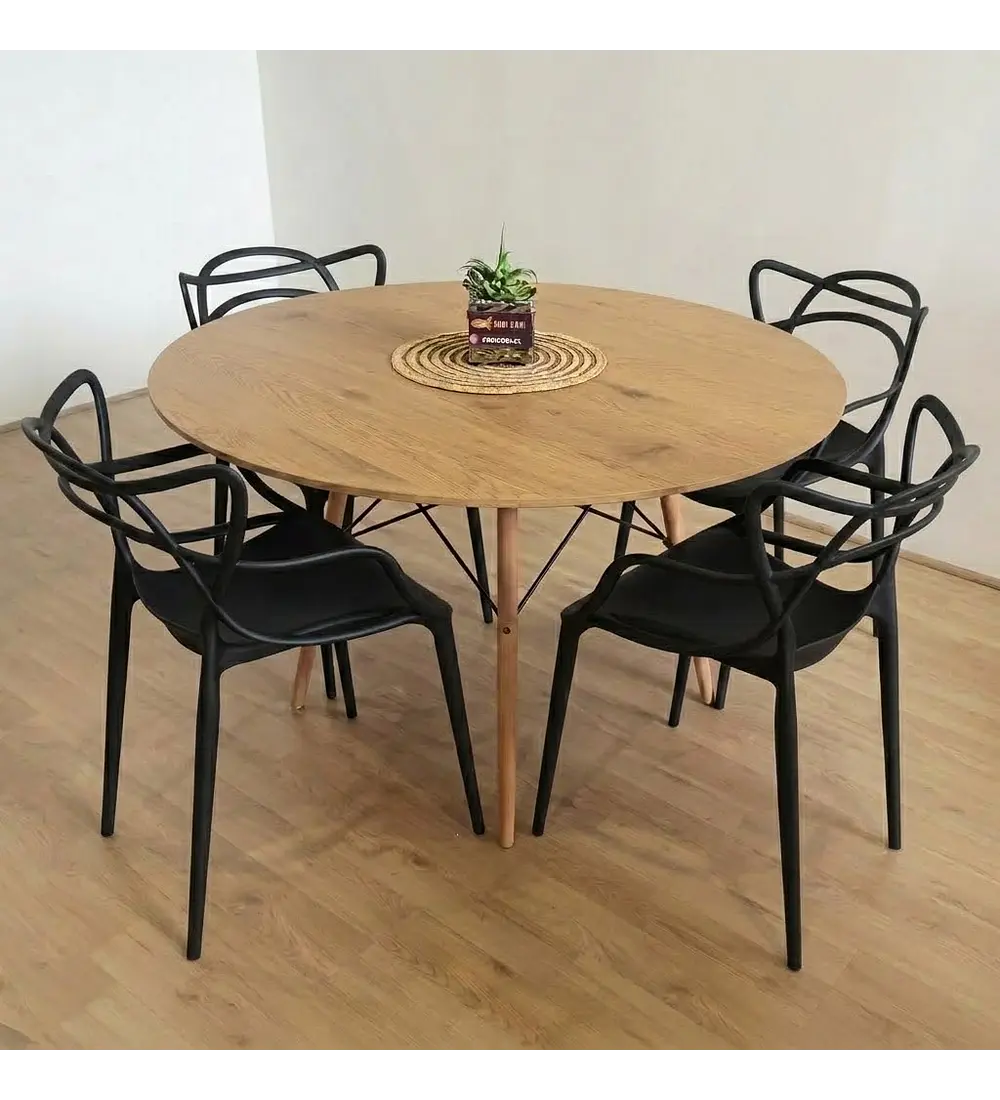 Comedor Mesa Wood 100cms + 4 Sillas Master 