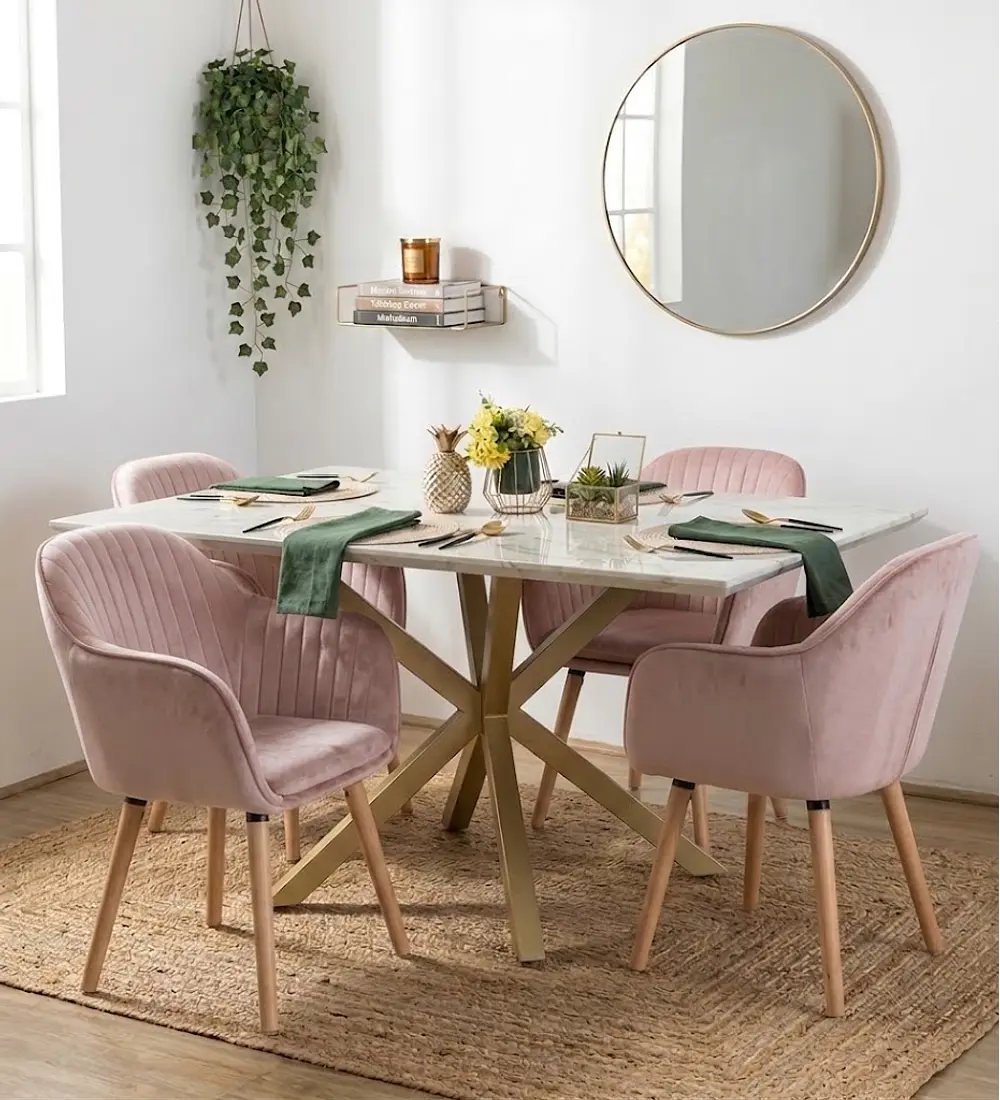 Comedor Mesa Stone Wood 140x80cms  + 4 Sitiales Diamante 2.0