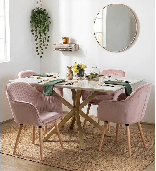 Comedor Mesa Stone Wood 140x80cms  + 4 Sitiales Diamante 2.0