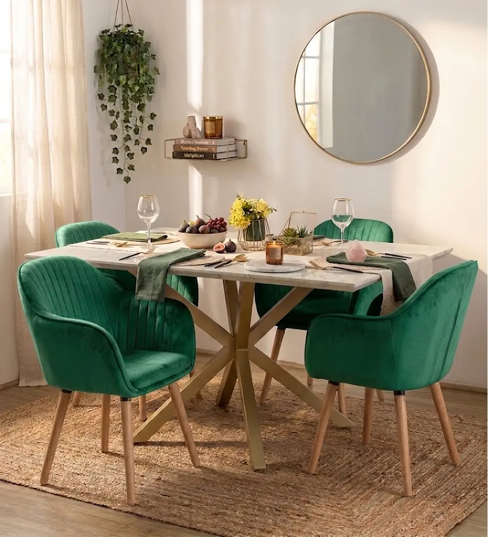 Comedor Mesa Stone Wood 140x80cms  + 4 Sitiales Diamante 2.0