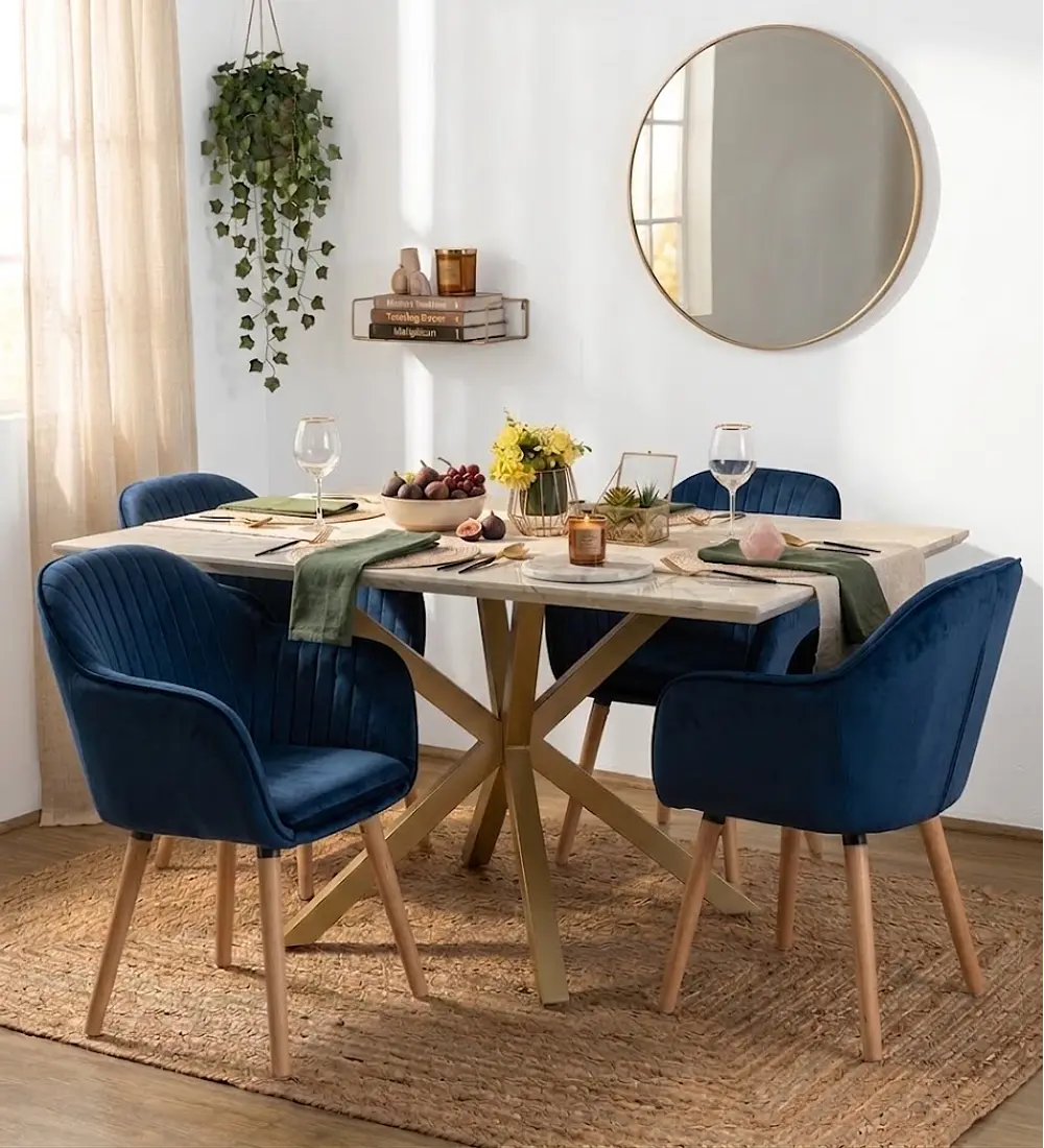 Comedor Mesa Stone Wood 140x80cms  + 4 Sitiales Diamante 2.0
