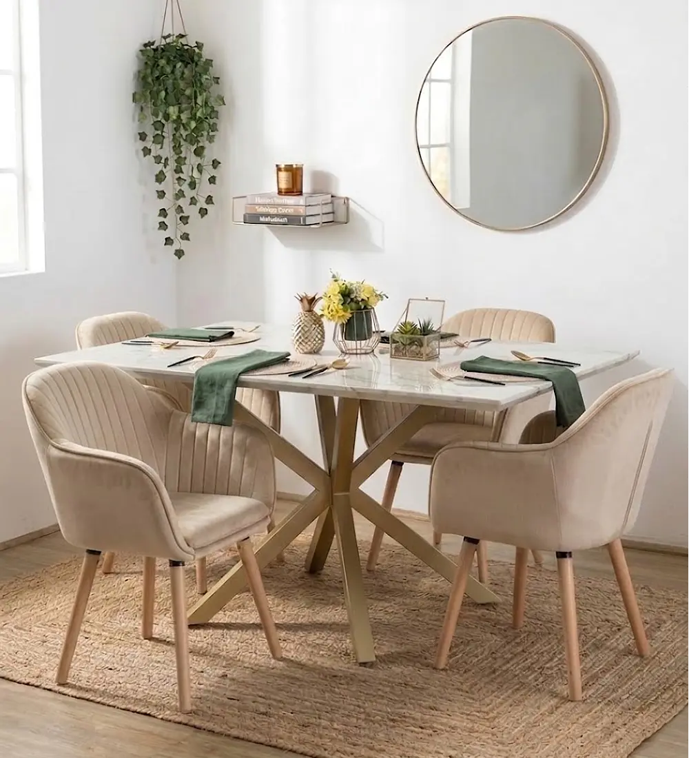 Comedor Mesa Stone Wood 140x80cms  + 4 Sitiales Diamante 2.0