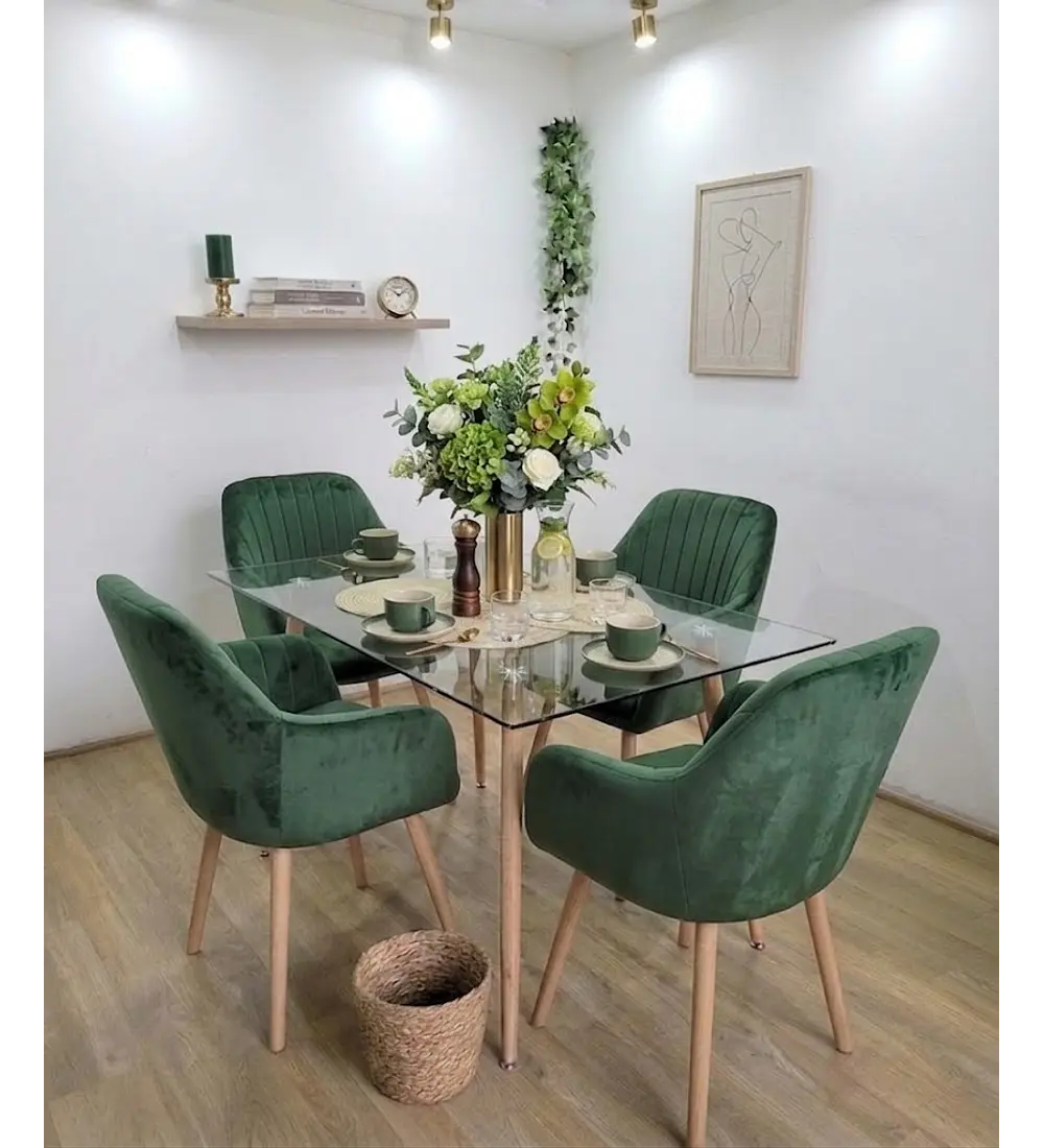 Comedor Rubi 120x80cms  + 4 Sitiales Diamante 2.0