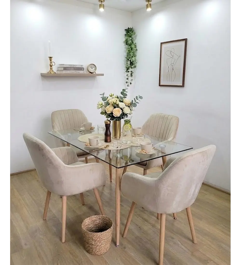 Comedor Rubi 120x80cms  + 4 Sitiales Diamante 2.0