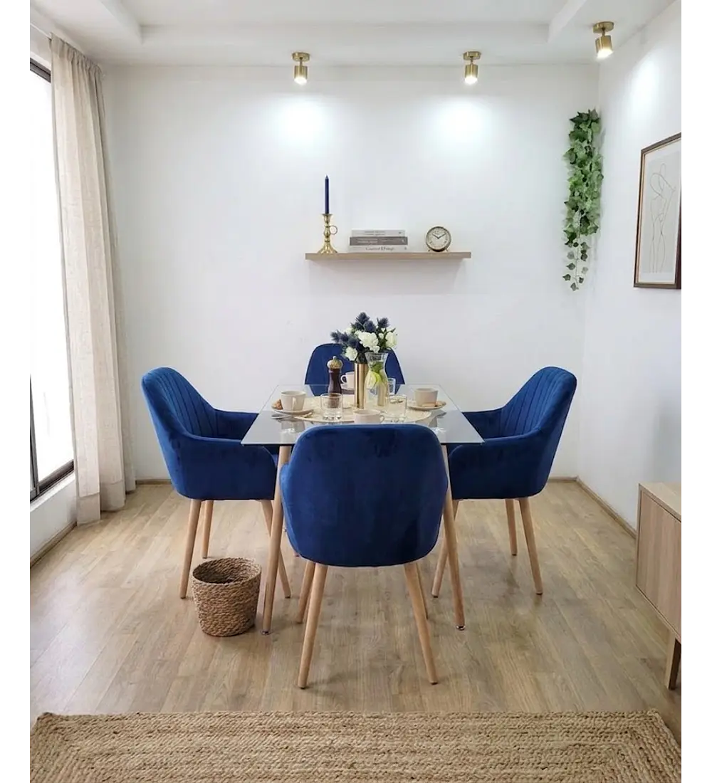 Comedor Rubi 120x80cms  + 4 Sitiales Diamante 2.0