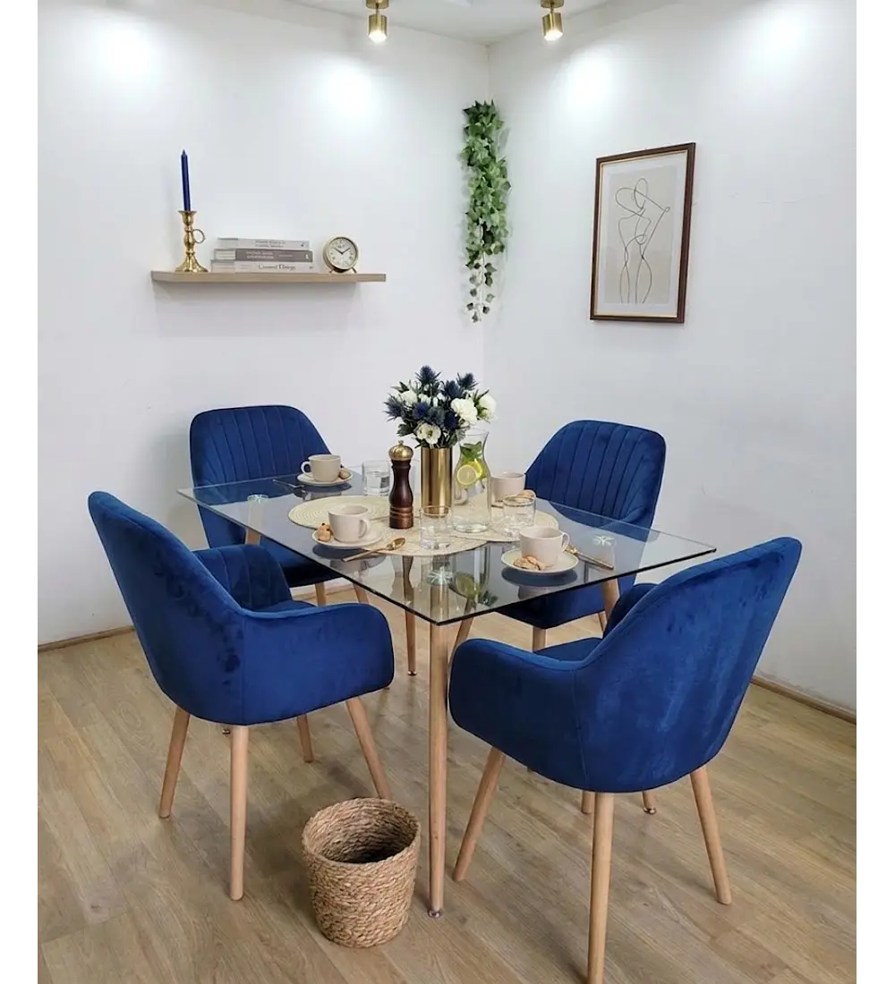 Comedor Rubi 120x80cms  + 4 Sitiales Diamante 2.0