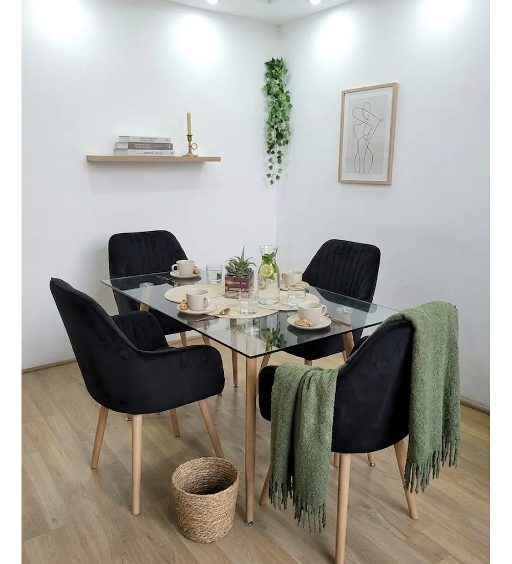 Comedor Rubi 120x80cms  + 4 Sitiales Diamante 2.0