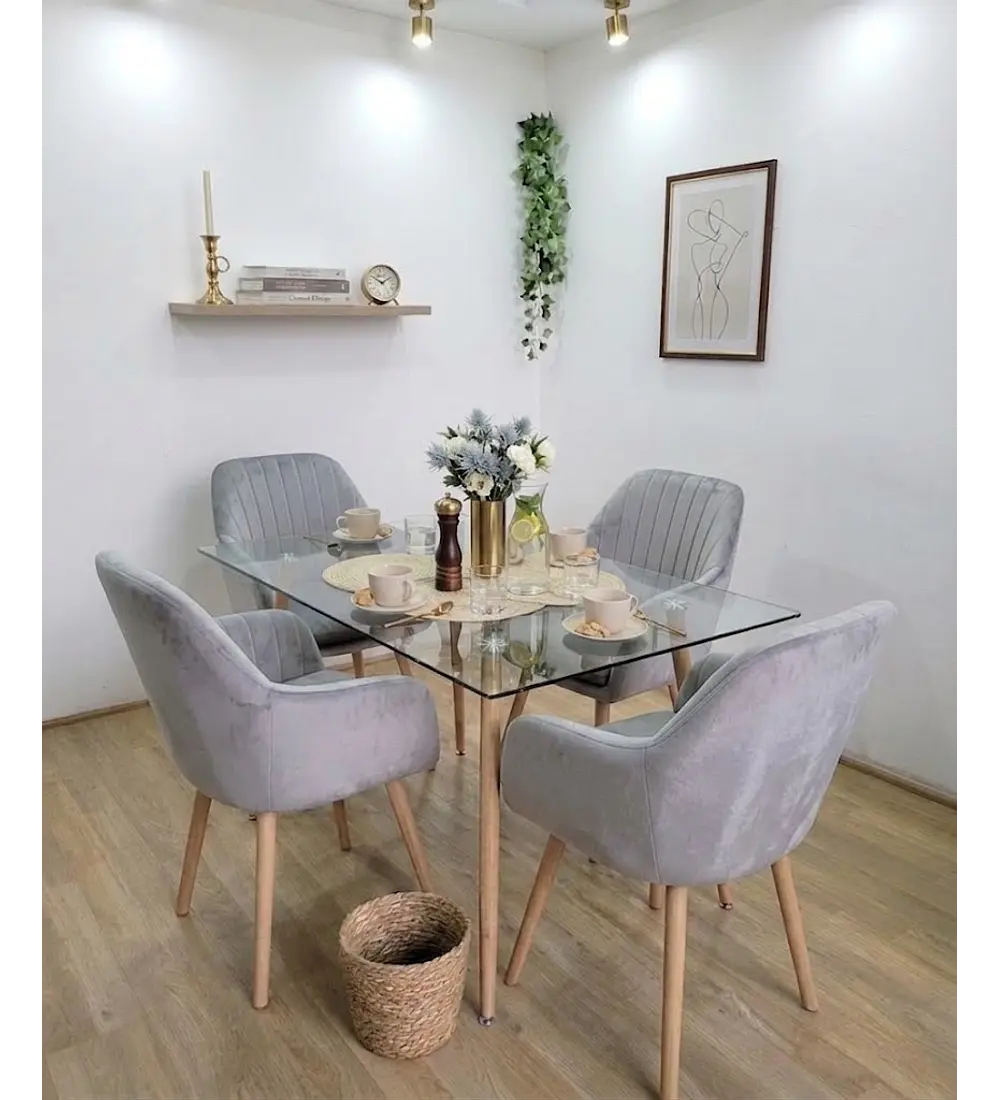 Comedor Rubi 120x80cms  + 4 Sitiales Diamante 2.0